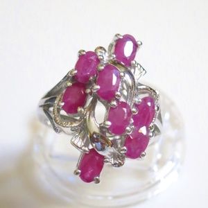 Natural Genuine RUBY RING STERLING SILVER SETTING ESTATE SIZE 6.5